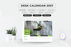 2027 Desk Calendar Printable A5