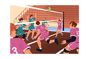Volleyball players, sports game set, a Sport Illustration by PaperTrident (Thumbnail 3 of 7)