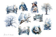 Winter Owl Garden, a Decorative Illustration by Vasmila (Thumbnail 7 of 9)
