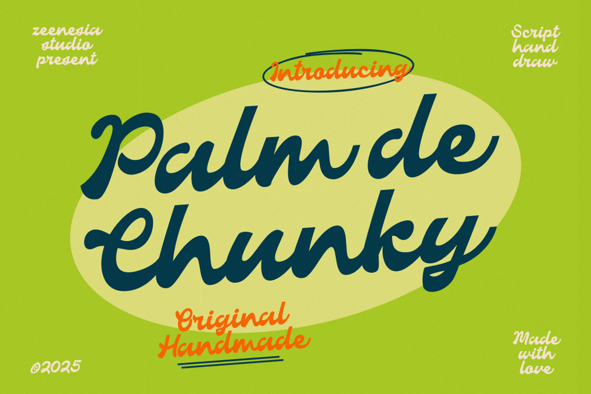 Palm de Chunky, a Script Font by zeenesia (Photo 1 of 18)