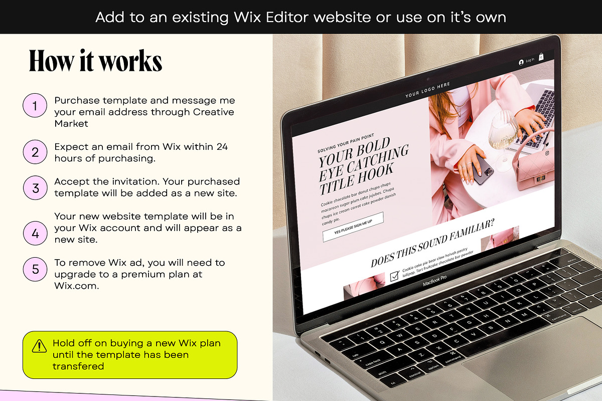 Pink Wix Editor Sales Page Template, a Wix Template by Template Twist Shop (Photo 5 of 10)