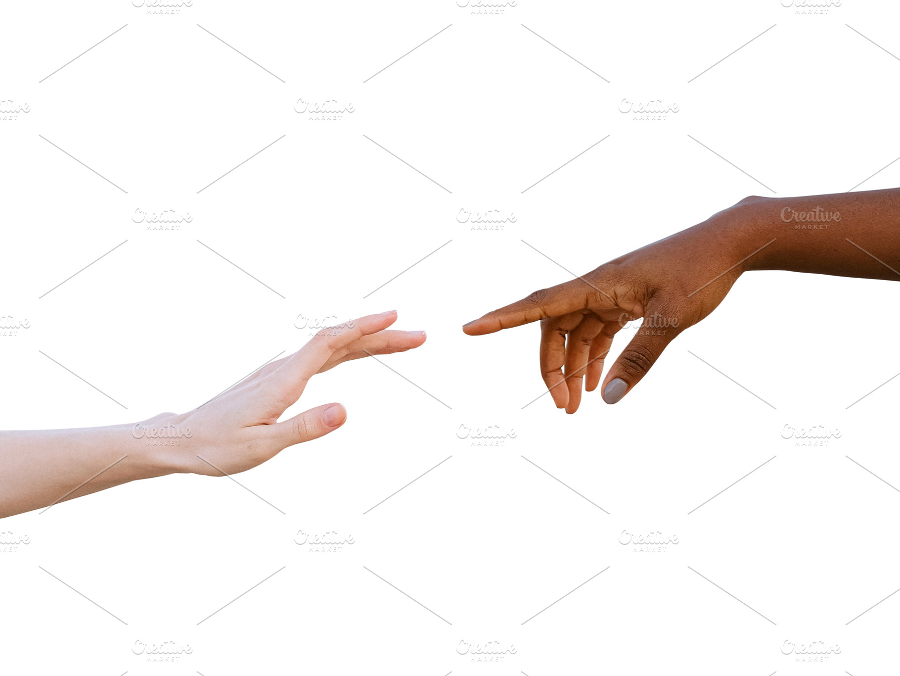 Black and white human hands reaching, a Person Photo by BOOCYS