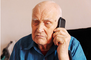 An elderly man in a blue shirt, a Graphic by darksoul72