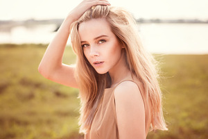 The beautiful blonde on the beach