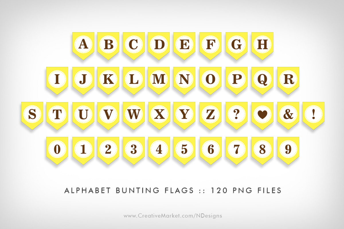 Yellow Bunting Flag Party Printables, a Flyer Template by NDesigns (Photo 4 of 4)