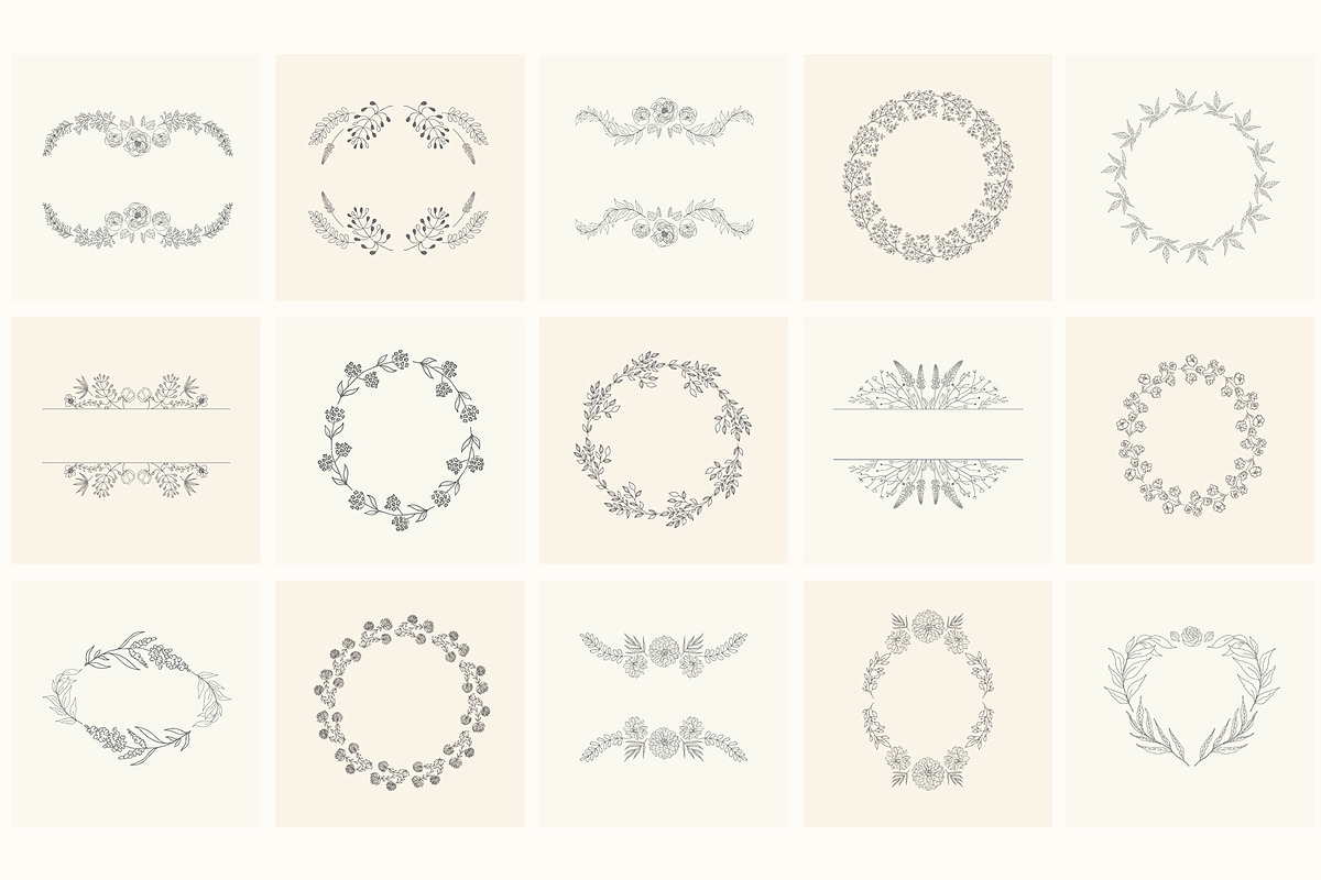 Hand Drawn Floral Elements. Frames, a Seasonal Illustration by Designwork (Photo 15 of 22)