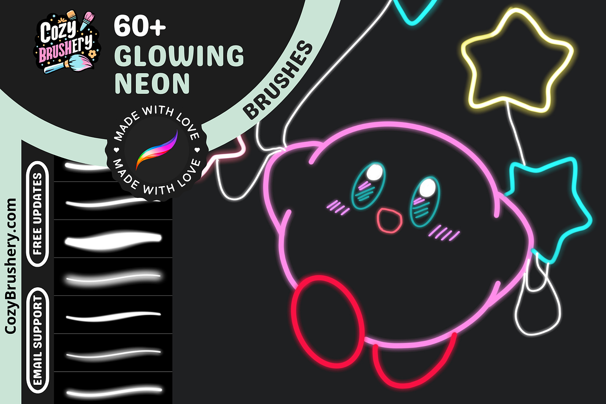 Procreate Neon Glowing Brushes, a Brush Add-On by Cozy Brushery (Photo 1 of 4)
