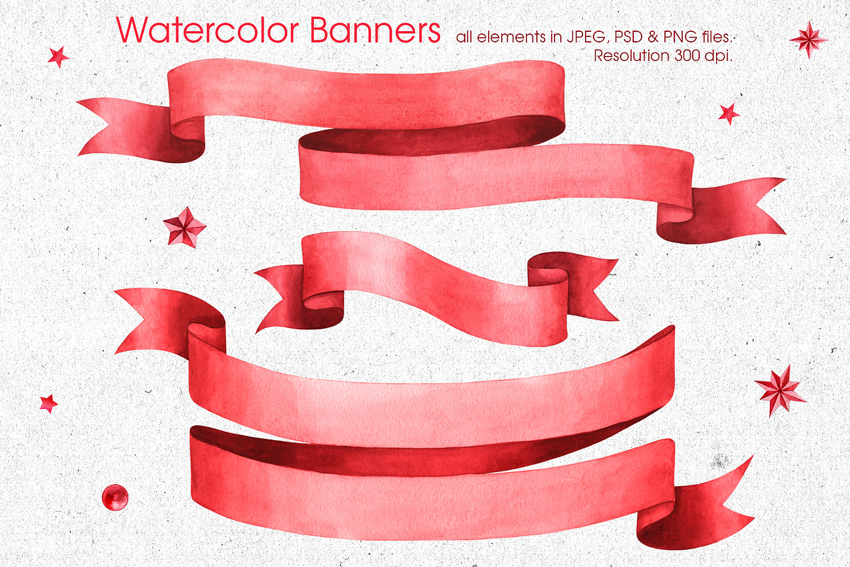Red ribbons & banners collection, a Decorative Illustration by Anastasia Koba (Photo 4 of 8)