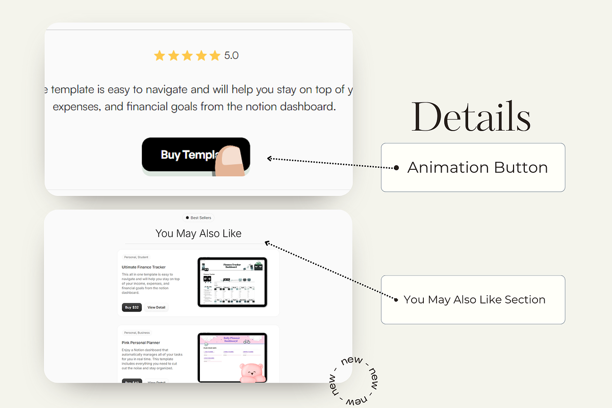 Framer Notion Template Seller, a Websites & App Template by DaisyStudio (Photo 4 of 9)