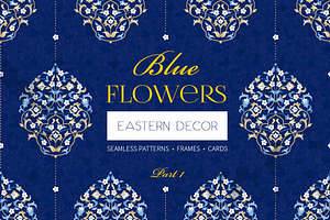 1.Kit Of Eastern Decor. Blue Flowers