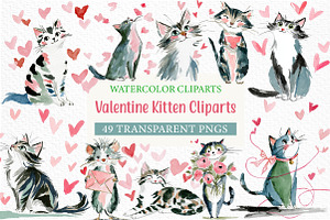 Valentine Kitten Cliparts Bundle, an Illustration by Craft Nest