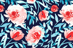 Coral, turquoise and navy