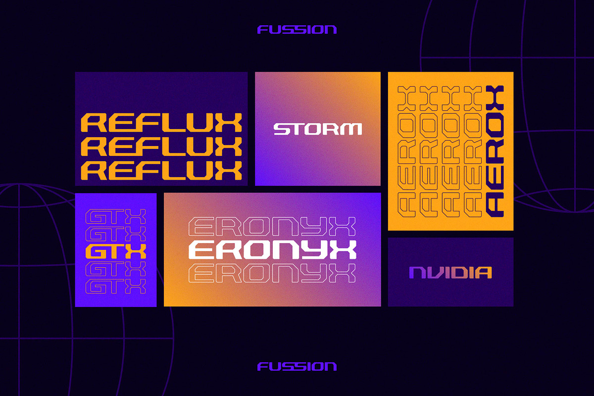 Fussion - Techno Ligature, a Sans Serif Font by Variatype (Photo 2 of 11)