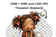 Whimsical Girl and Dog Love Clipart, an Illustration by one-touch (Thumbnail 7 of 18)