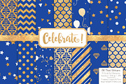 Royal Blue Gold Foil Digital Paper, a Pattern Graphic by Amanda Ilkov (Thumbnail 1 of 4)