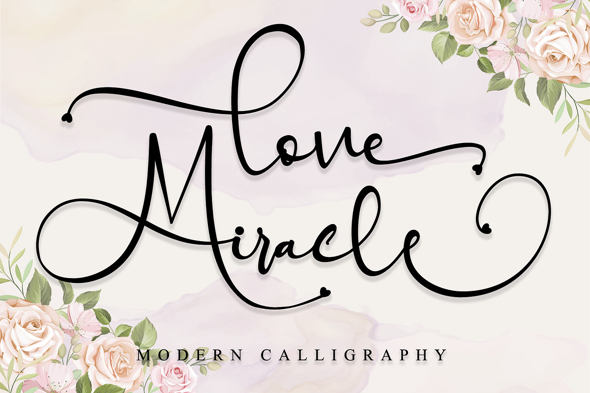Love Miracle, a Script Font by Letterara (Photo 1 of 14)