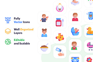 50 Childhood Flat Vector Icons