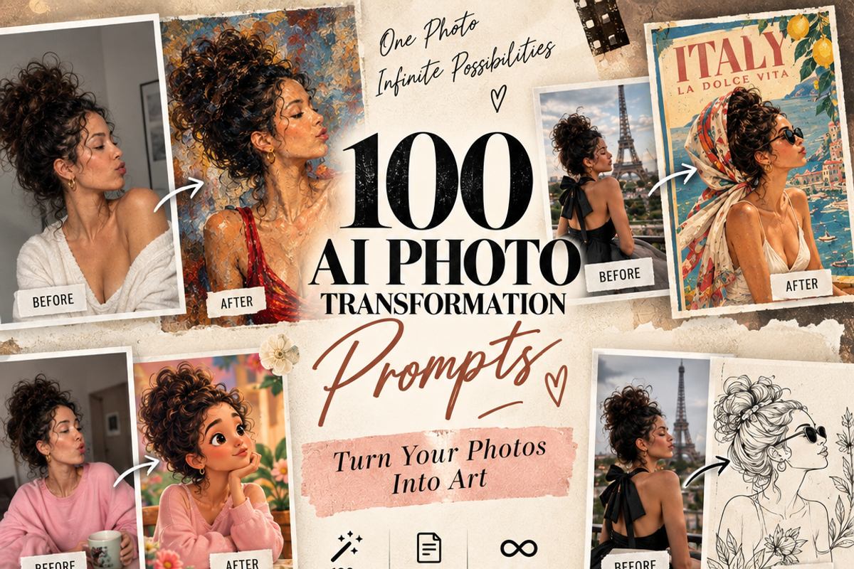 100 AI Photo Transformation Prompts, a Person Illustration by Victoria Bee Presets (Photo 5 of 8)