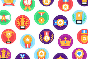 Awards Icons - 50 Flat Vector Icons