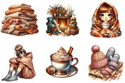 Watercolor Fall Lazy Day Clipart, an Illustration by cherrydesign (Thumbnail 2 of 3)