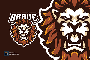 Ferocious Lion Head Mascot Logo