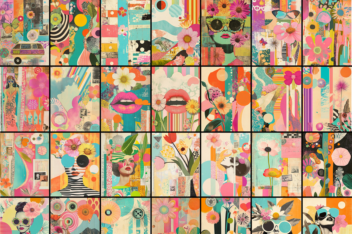 Retro Style Spring Digital Papers, a Decorative Illustration by Fusion Dream (Photo 4 of 10)