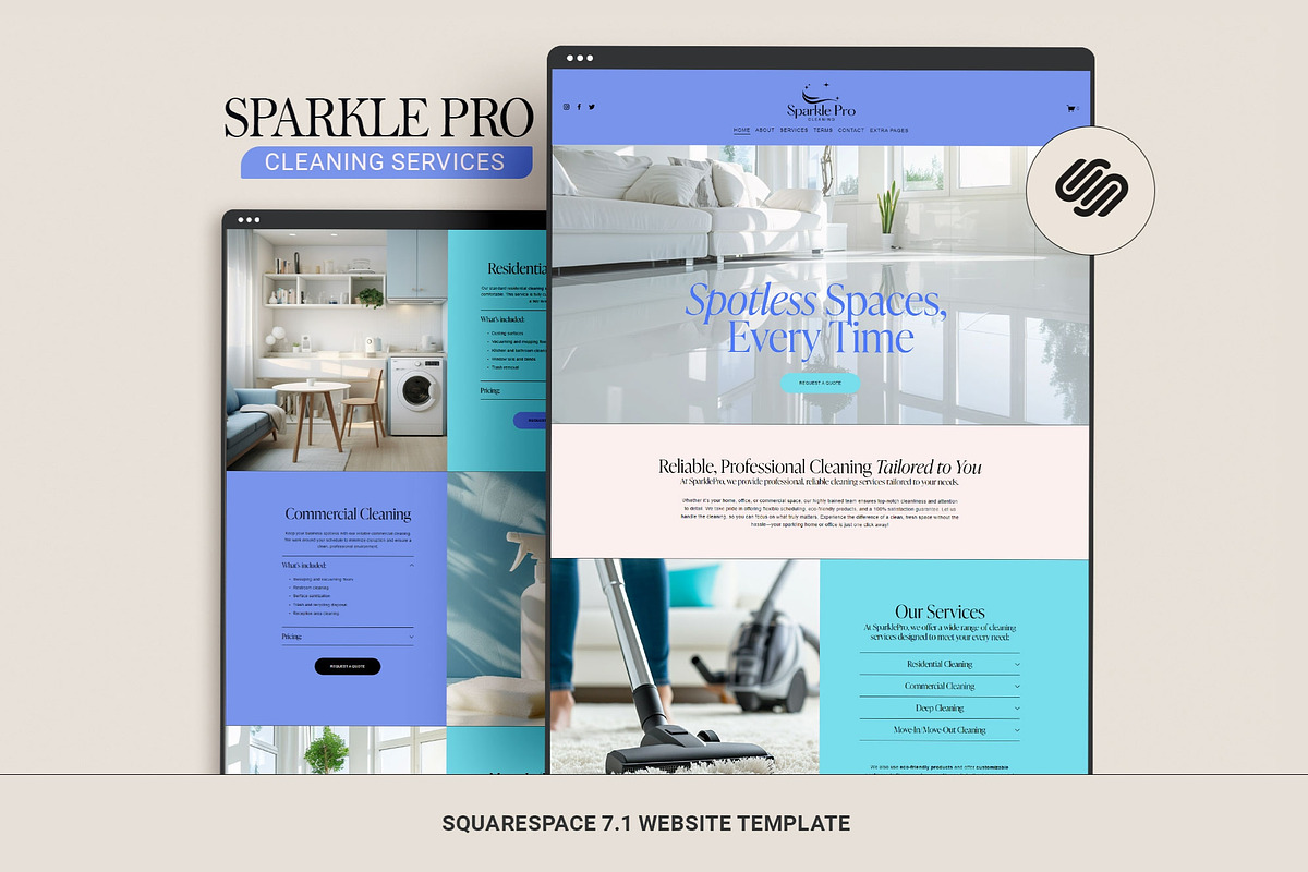 Cleaning Services Website Template, a Squarespace Template by 3.14&Co (Photo 1 of 9)