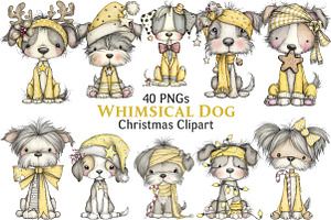 Whimsical Christmas Dog Clipart, an Illustration by Pixels.Craft