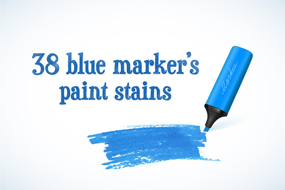 38 Blue Markers Paint Stains