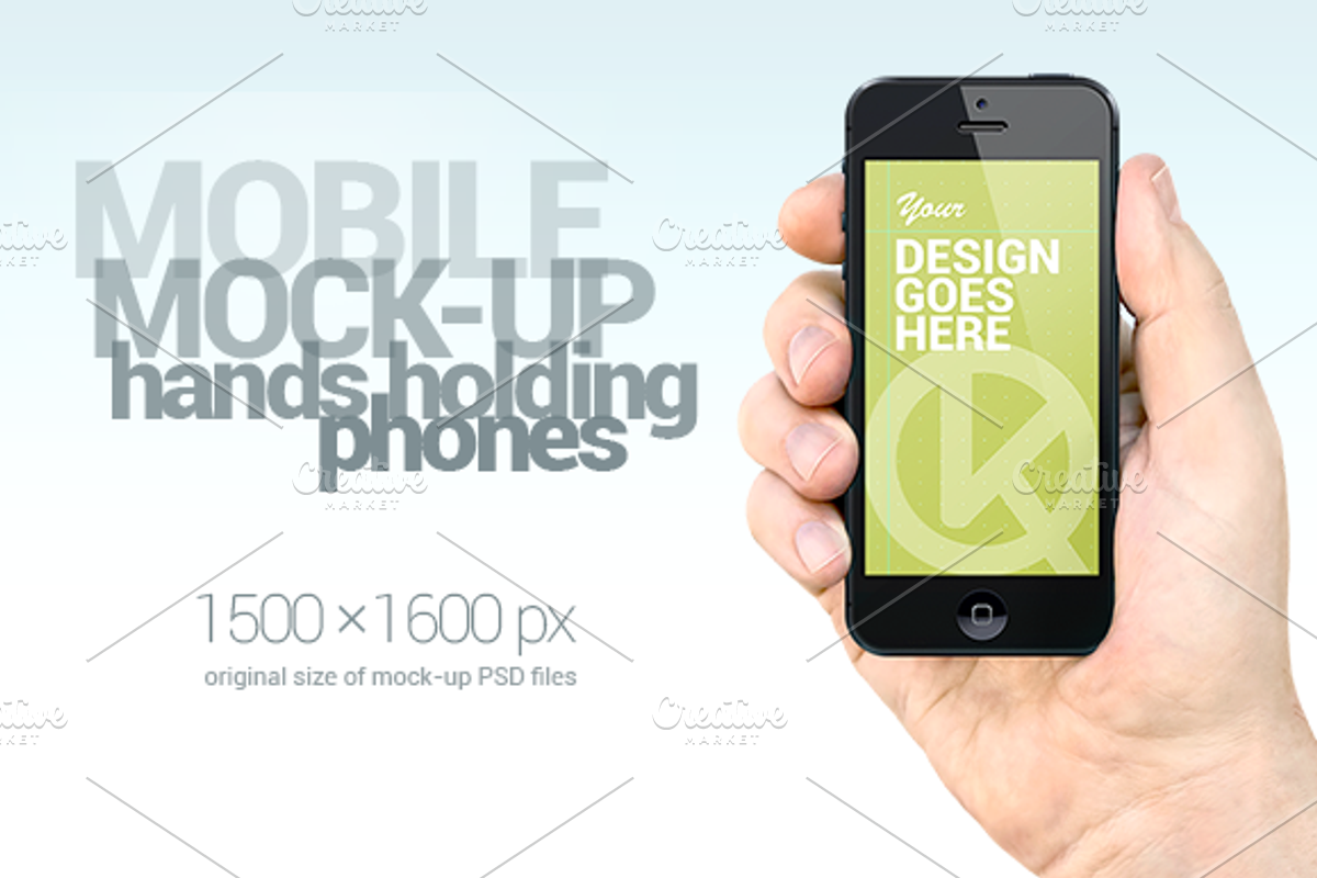 Mobile mock up hands holding phones, an iPhone Mockup by Vlad K. (Photo 1 of 5)