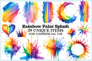 Watercolor Rainbow Paint Splash PNG, an Illustration by Craft Nest