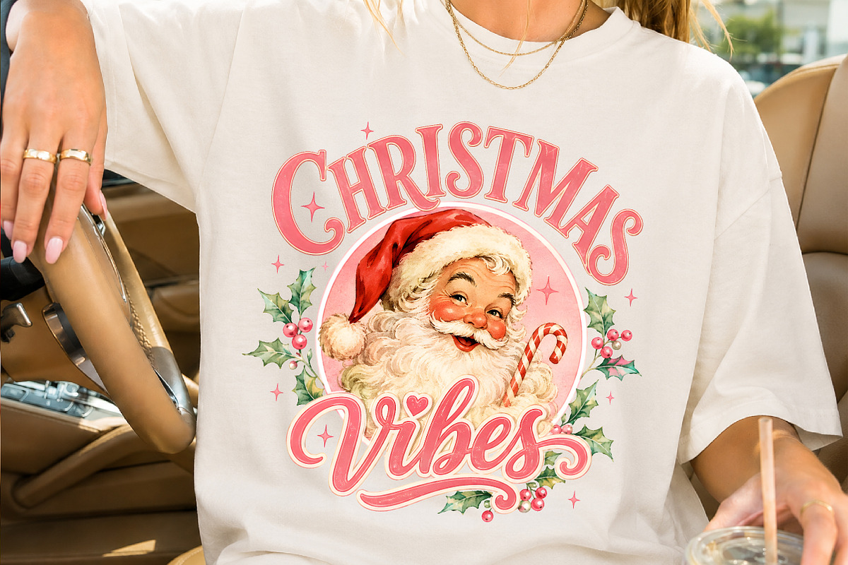 Pink Christmas Vibes Santa PNG, a Seasonal Illustration by Creative Art (Photo 2 of 3)