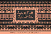 Peach Lace Clipart Borders, an Illustration by Amanda Ilkov (Thumbnail 2 of 5)