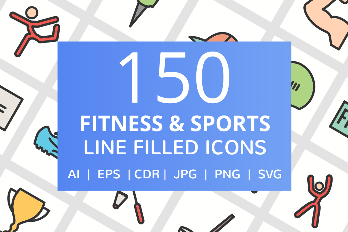 150 Fitness & Sport Filled Line Icon, an Outline Icon by IconBunny (Photo 1 of 6)