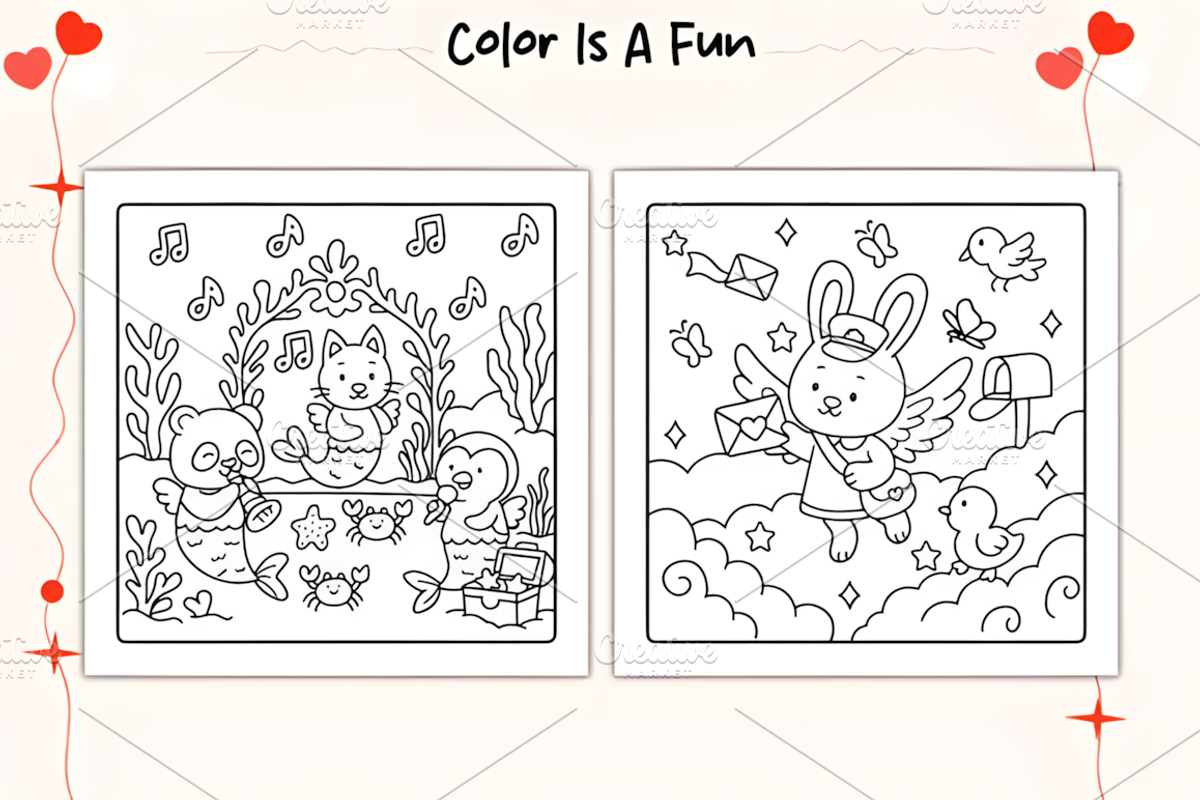 Hygge Clouds Cozy Coloring Pages, an Animal Illustration by Coco Bloom (Photo 2 of 4)