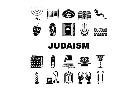 judaism religion jewish icons set, an Illustration by pikepicture