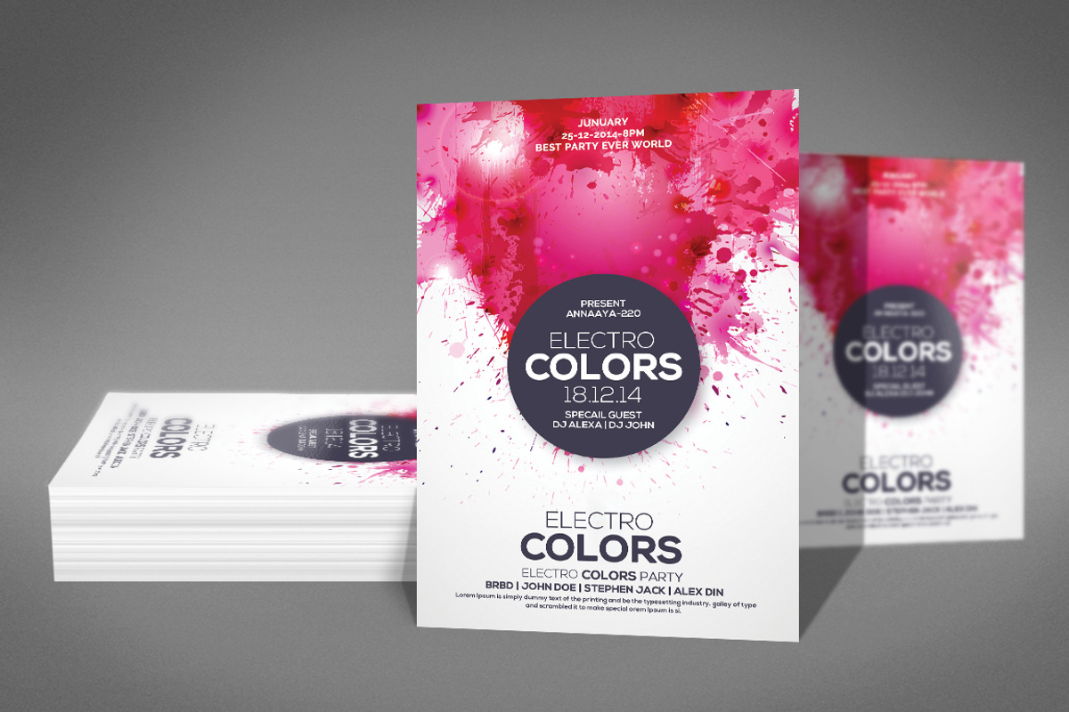 Electro Colors Flyer Template, a Flyer Template by graphicforest