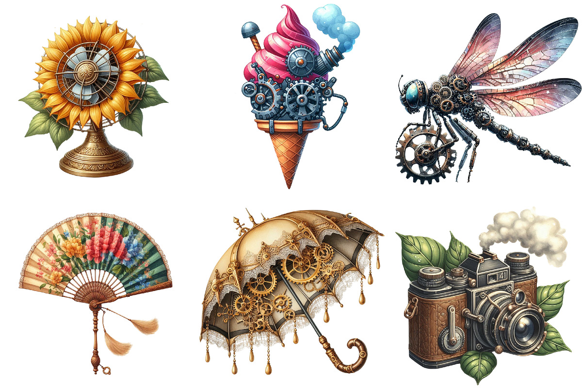 Steampunk Summer Clipart, an Illustration by Pixels.Craft (Photo 5 of 7)