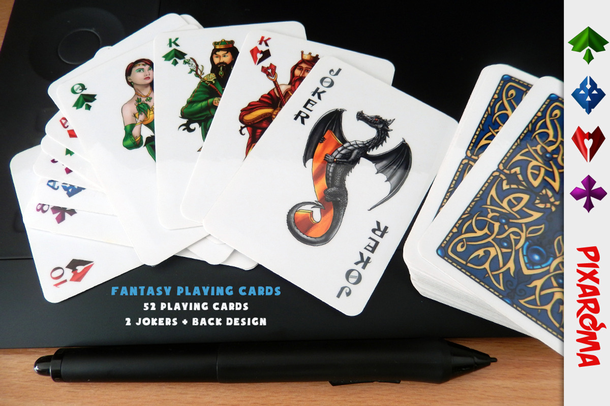 Full Deck of Fantasy Playing Cards, an Illustration by pixaroma