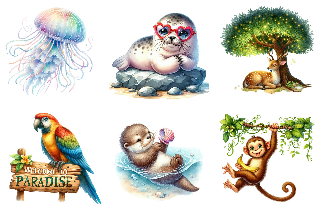 Summer Animals Sublimation Clipart, an Animal Illustration by DreamArtGraphic (Photo 3 of 4)