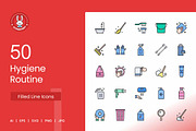 Hygiene Routine Filled Line Icons, an Icon by IconBunny (Thumbnail 1 of 2)