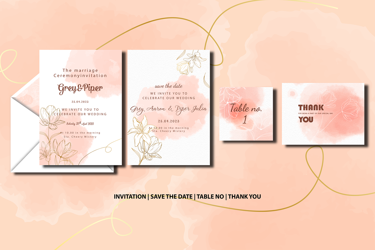 Pastel wedding stationery template, an Invitation Template by Motivation Art (Photo 2 of 5)