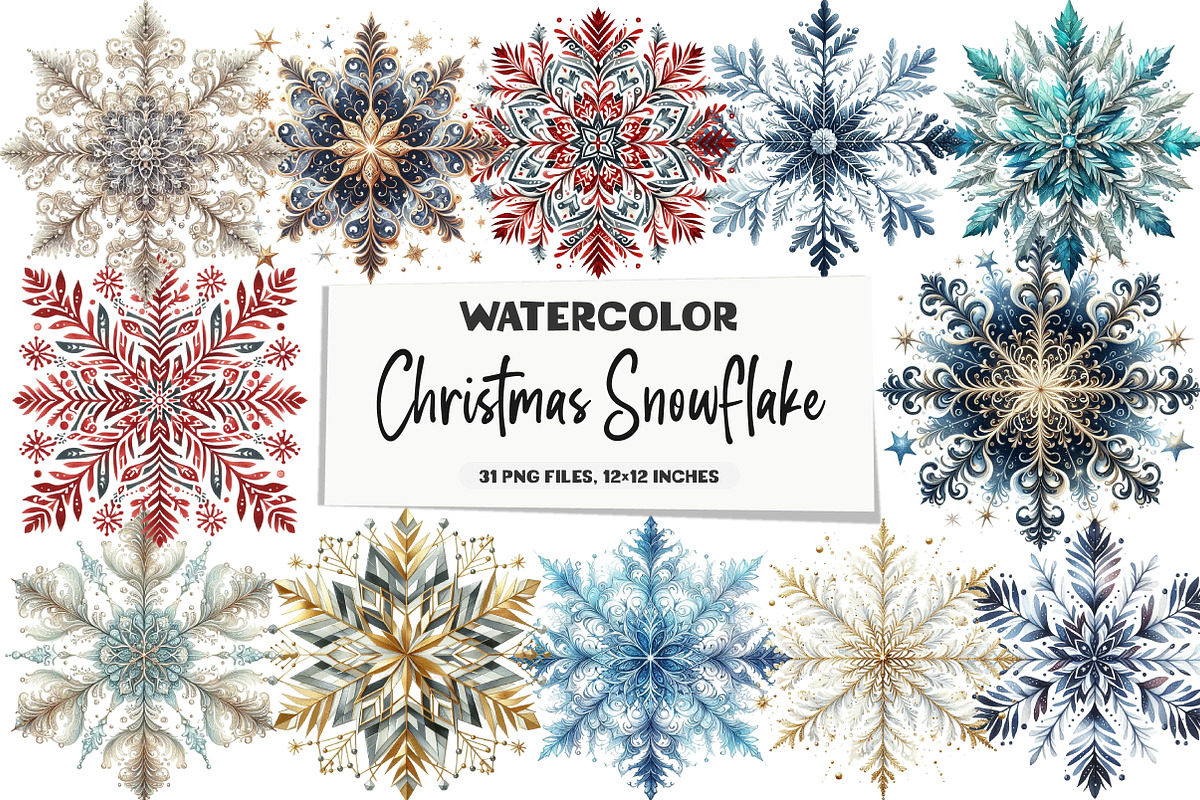 Christmas Snowflake Clipart, an Illustration by DreamArtGraphic (Photo 1 of 5)