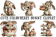 Cute Strawberry Bunny PNG Clipart, an Illustration by OK Design (Thumbnail 3 of 6)