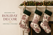 Vintage Christmas Toile Pattern, a Pattern Graphic by Olya Creative (Thumbnail 2 of 10)
