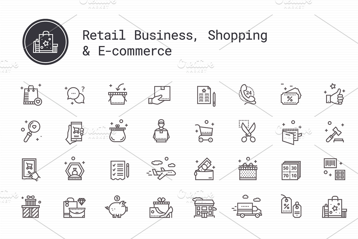 Shopping, E-commerce Thin Line Icons, an Outline Icon by Nuburu (Photo 2 of 4)