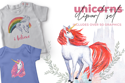 UNICORNS WATERCOLOR DESIGN KIT