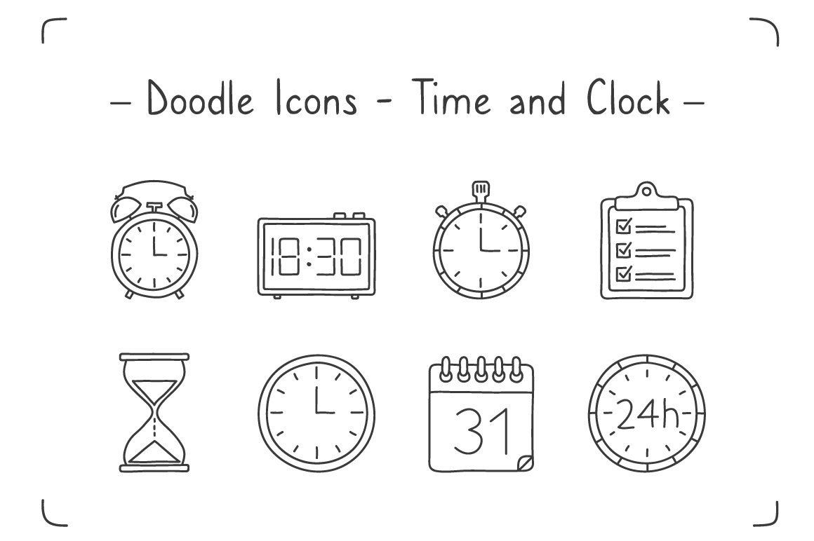 Clock and Time - Doodle Icons, a Graphic by PixMarket