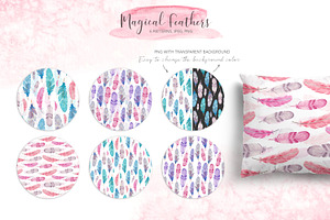 Watercolor Feathers Patterns