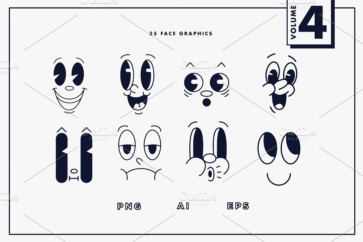 56 Retro Mascot Parts | VOL 4, an Illustration by GRPXSTORE (Photo 4 of 7)
